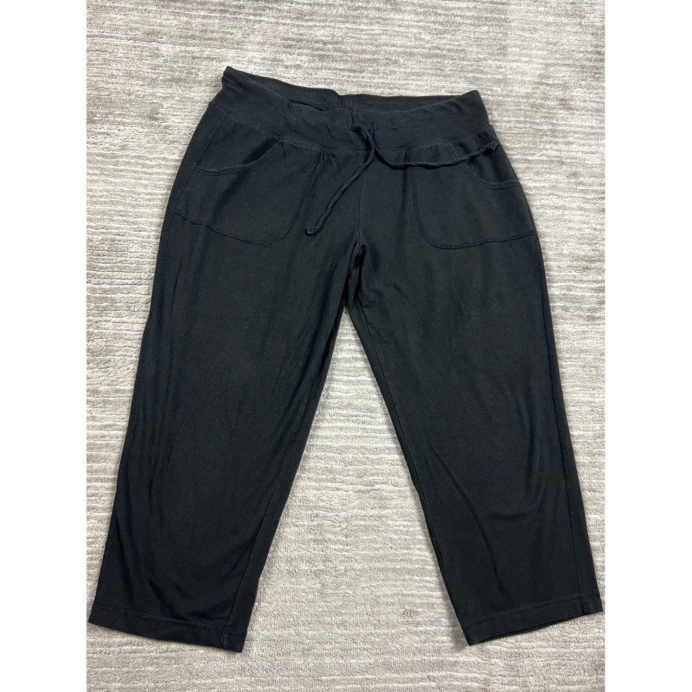 Athletic Works Pants Women M Black Soot Capri Cotton Modal Stretch Pocket